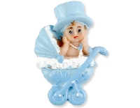 BEBEK PUSETLİ VE ŞAPKALI MAGNET MAVİ 