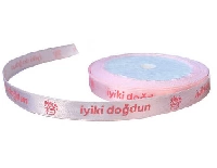 KURDELA İYİKİ DOĞDUN YAZILI 1CM 10MT PEMBE 