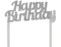 PASTA SÜSÜ EVADAN SİMLİ HAPPY BIRTHDAY GÜMÜŞ P1-50