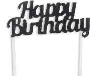 PASTA SÜSÜ EVADAN SİMLİ HAPPY BIRTHDAY SİYAH P1-50