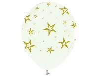 BALON ÇEPEÇEVRE ALTIN YILDIZ BASKILI ŞEFFAF PK:100 KL:50