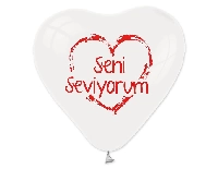BALON 1+1 SENİ SEVİYORUM KALP BEYAZ KRMZ P100-50